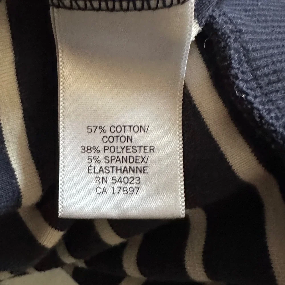 Banana Republic Shawl Collar Pullover Navy Striped L Women